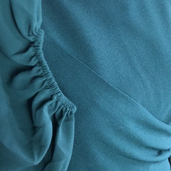 Vince Camuto Sheer Long Sleeve Stretch Crepe Sheath Dress Hunter Green Size 12 - Picture 10 of 13